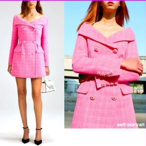 Self-Portrait PINK BOUCLE MINI DRESS